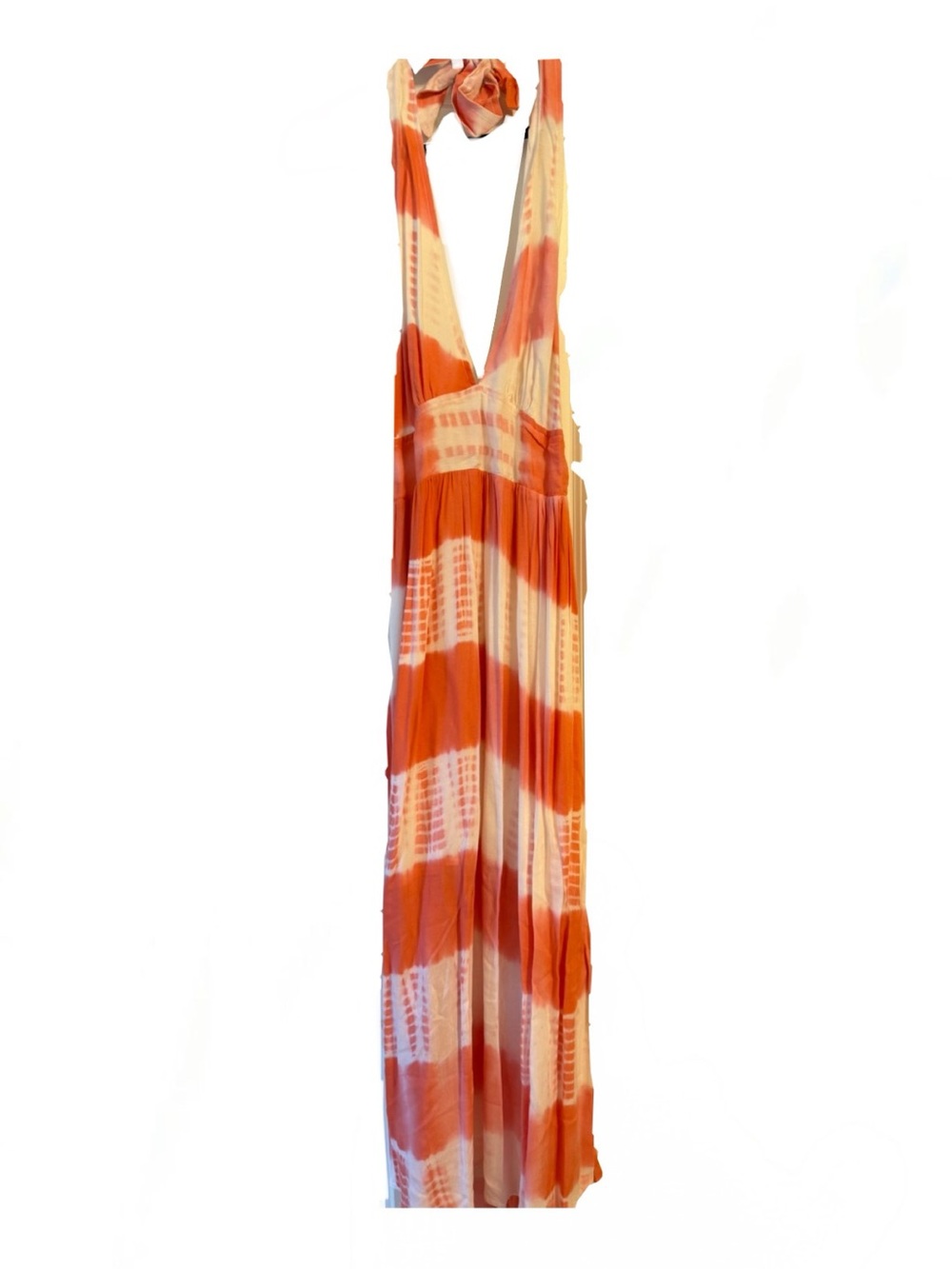 Hem & Thread Orange and White Tie-Dye Halter One-Piece
